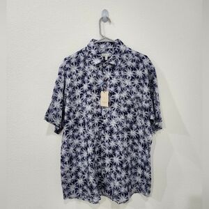 Peter Millar Key Cove Atlantic Navy Linen Sport S/S Button Shirt Men’s Size L NW